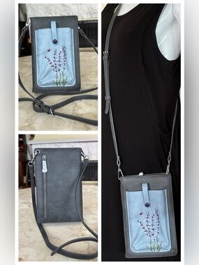 NEW!  Espe Lavender iMini RFID Crossbody Vegan Leather Wallet Bag